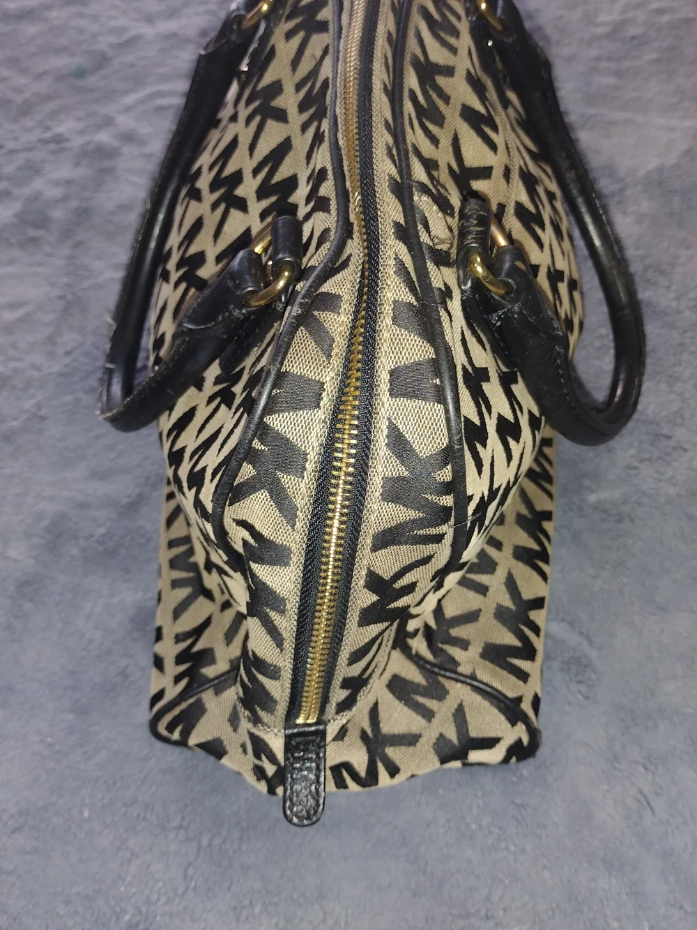 Michael Kors Black & Beige Logo Satchel
